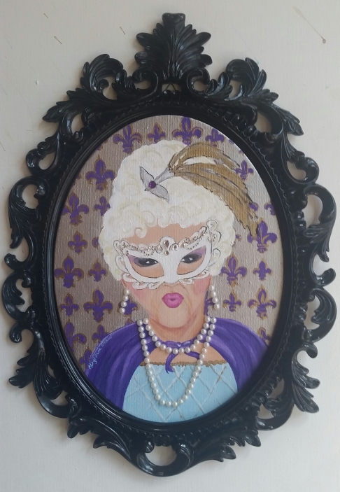 Bisous! (Drag Queen Series) by Cheryl Anne Grace | acrylic on canvas, rhinestones Bisous! (Drag Queen Series)