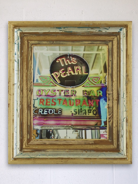 The Pearl by Debbie Willson | Photograph printed on canvas, frame is up-cycled cypress and gold leaf. The Pearl
