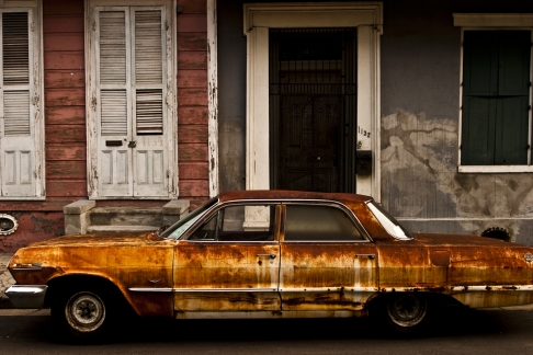 Rusted Car in the French Quarter by Andy Levin | Print Rusted Car in the French Quarter