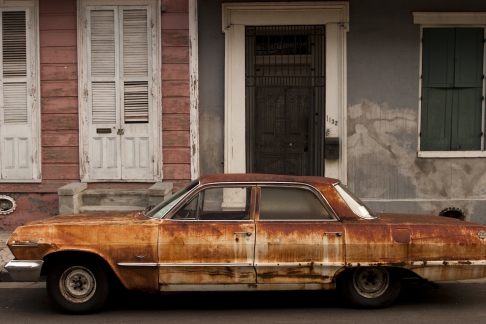 Rusted Car in the French Quarter by Andy Levin | Print Rusted Car in the French Quarter