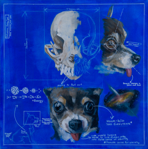 Dog Type: Purse Monster by Bruce Corona | <p>Oil on cotton canvas<br></p> Dog Type: Purse Monster