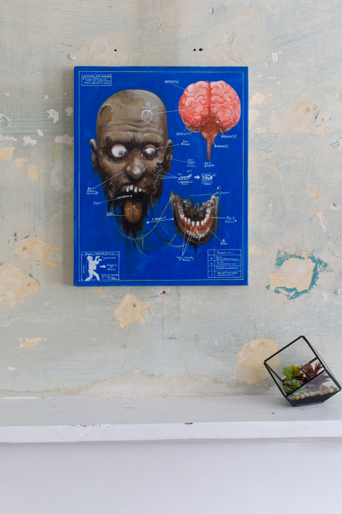 Head Type Romero by Bruce Corona | Oil Paint on Cotton Canvas<br> Head Type Romero