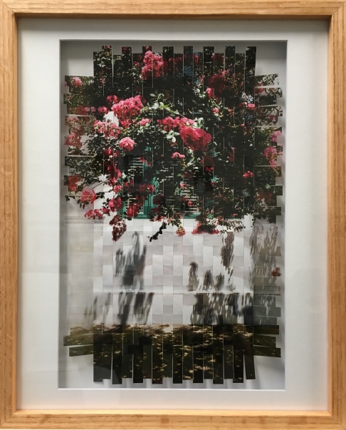 Crepe Myrtle Photo-weaving framed in Oak. by Vincente Weber | photo-weave, transparency paper, oak frame. Crepe Myrtle Photo-weaving framed in Oak.