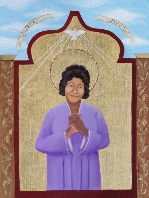 Gospel Queen (Mahalia Jackson) by Cheryl Anne Grace | Acrylic, rhinestones, 23K gold leaf on canvas Gospel Queen (Mahalia Jackson)
