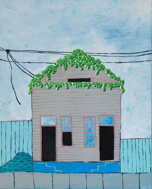 Lost Home by Devin De Wulf | Oil on canvas, hand-sewn sequins and beads Lost Home