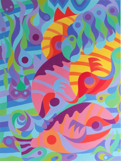 Flying Fish II by George Dolgy | Acrylic on canvas Flying Fish II