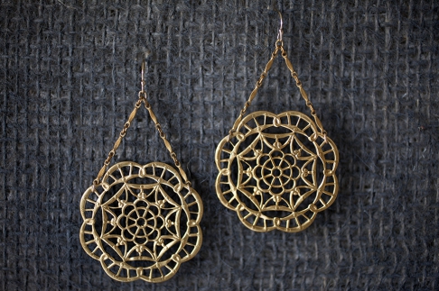 Deco Lace Trapeze Earrings by Forrest Bacigalupi | Available in 14K Gold-Filled and Nickel-Free Brass. Deco Lace Trapeze Earrings
