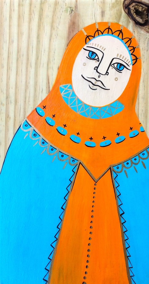 Welcome Deity by Alexandra Kilburn | Acrylic on Salvaged Wood Welcome Deity