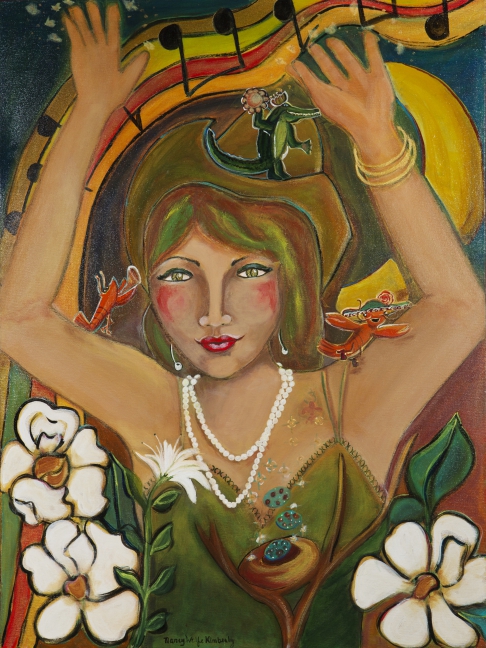 Alligator Girl by Nancy Wolfe Kimberly | Acrylic paint, varnish on canvas. Alligator Girl