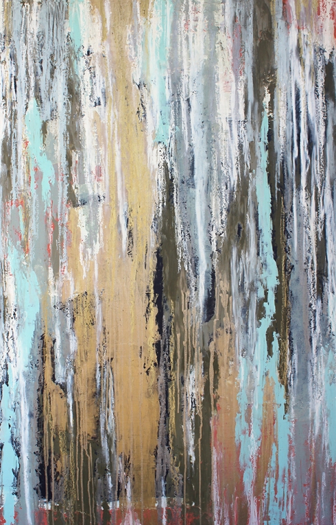 Gravity by Kris Muntan | Oil paint, oil sticks, beeswax, oil pastel, board, dammar varnish Gravity