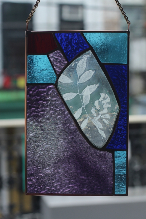 * Enverre Wisteria Varietal Stained Glass by Caitlin Waugh | Stained glass, plants, float glass, brass chain, copper came, 60/40 solder * Enverre Wisteria Varietal Stained Glass