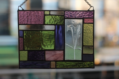 Stained Glass Phlox Enverre by Caitlin Waugh | Stained glass, plants, float glass, brass chain, copper came, 60/40 solder Stained Glass Phlox Enverre