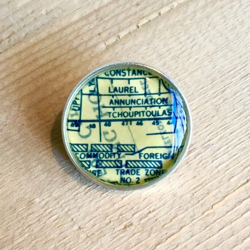 Uptown Map Bolo Tie Clip by Emily McDonald | Silver plated copper, epoxy resin, vintage map Uptown Map Bolo Tie Clip