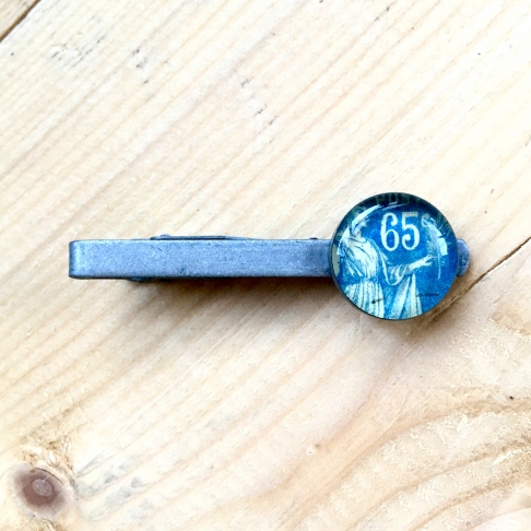 French Postage Stamp Tie Clip by Emily McDonald | Silver plated copper, epoxy resin, antique postage stamp French Postage Stamp Tie Clip