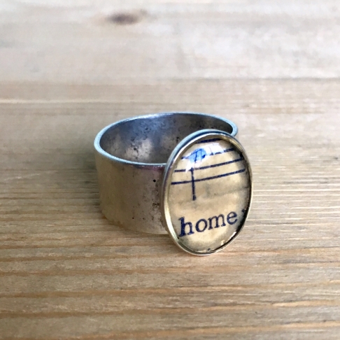 Home Music Ring by Emily McDonald | Silver plated copper, epoxy resin, sheet music Home Music Ring