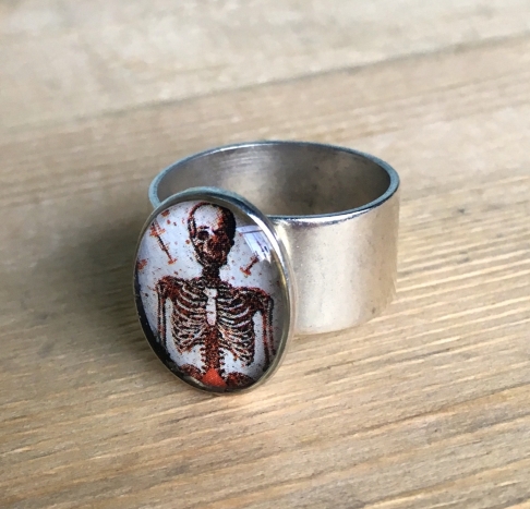 Skeleton Card Ring by Emily McDonald | Silver plated copper, epoxy resin, playing card Skeleton Card Ring
