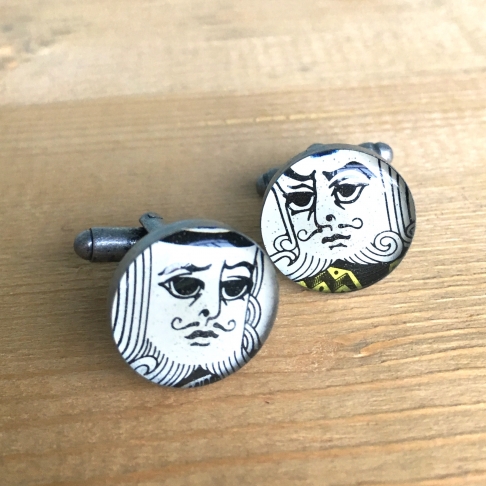Playing Card Cufflinks by Emily McDonald | Silver plated copper, epoxy resin, vintage playing cards Playing Card Cufflinks