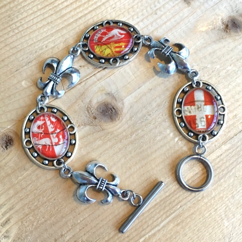 French Postage Stamp Bracelet in Red by Emily McDonald | Silver plated copper, vintage postage stamps, epoxy resin French Postage Stamp Bracelet in Red