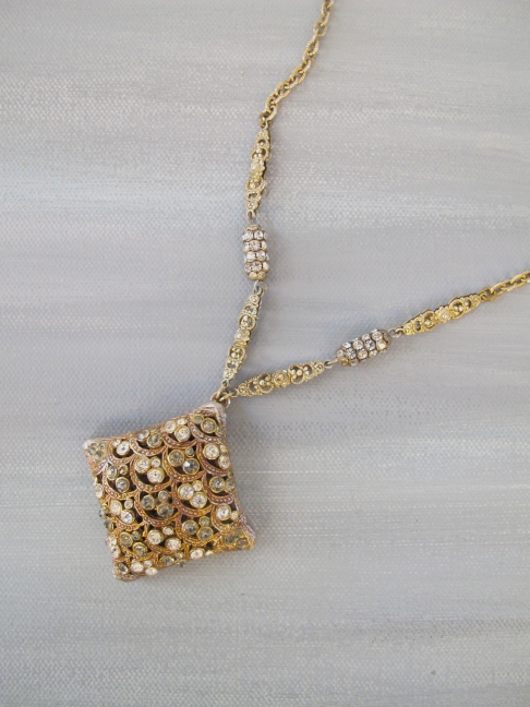 Boardwalk Boudoir by Lauren Schonekas | Vintage rhinestone pendant, vintage chain, rhinestone links Boardwalk Boudoir