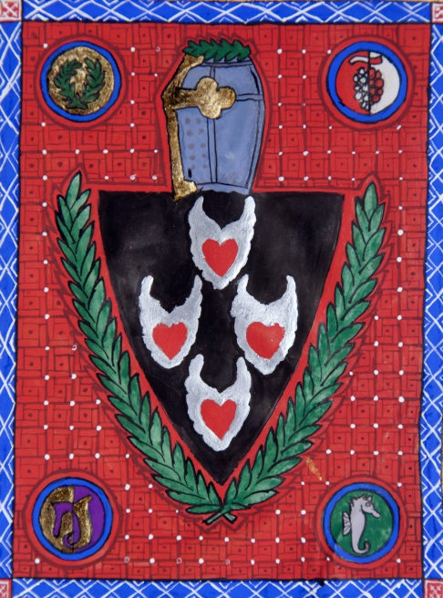 Coat Of Arms Display by Sondra Venable | Ink, egg tempera, gesso, and gold leaf on calfskin vellum Coat Of Arms Display