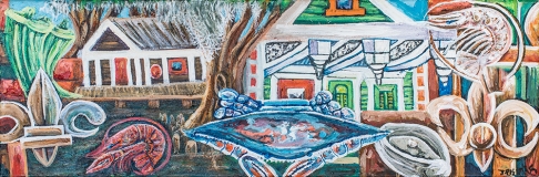 From the Lil Bayou to the Big Easy by Jamar Pierre | Acrylic on gallery wrapped canvas From the Lil Bayou to the Big Easy