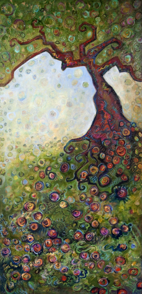 April Tree by Kat Ryalls | Oil on panel, framed in natural pine April Tree