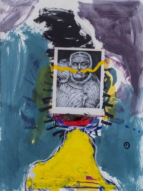 Unrequited courage by Leroy Miranda Jr. | Mixed media assemblage using oil and acrylic paint and found objects on archival paper. Framed with Unrequited courage