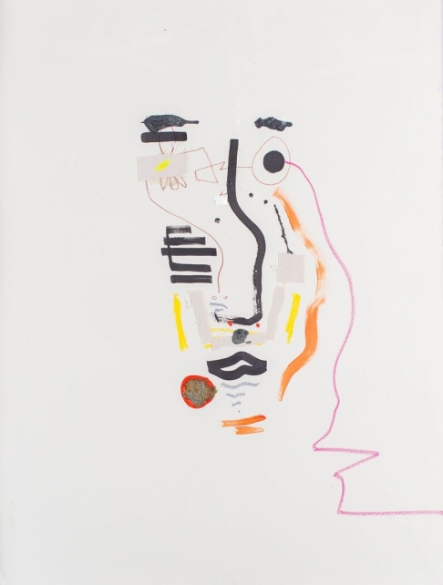 Bad Night Out Yesterday by Leroy Miranda Jr. | Mixed media on paper. Framed with raw maple. Bad Night Out Yesterday