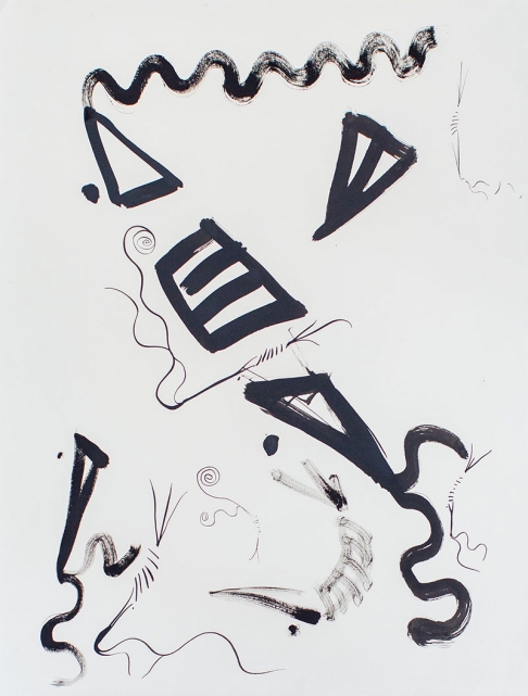 Cut Up Shrimp Two by Leroy Miranda Jr. | Ink on stonehenge archival linen and framed in raw maple. Cut Up Shrimp Two