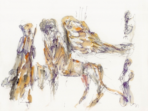 Lion of San Marco by Nurhan Gokturk | Ink and Watercolor on 100% Cotton Paper Lion of San Marco