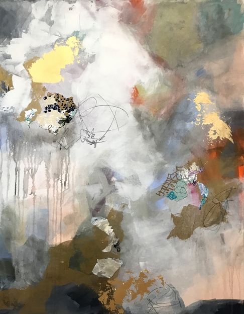 Rock the Boat II by Kris Muntan | Acrylic paint and mediums, water color, ink, gold leaf on canvas Rock the Boat II