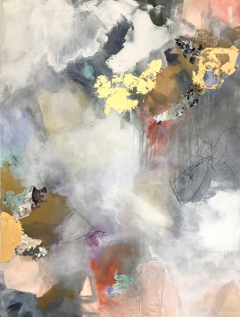 Rock The Boat by Kris Muntan | Acrylic paint and mediums, water color, ink, gold leaf on canvas Rock The Boat