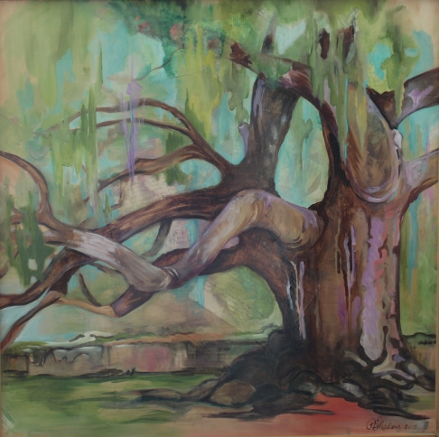 Rooted by Rebecca Birtel Madura | Oil paint and paper on wood panel Rooted
