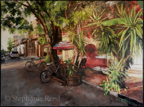 Cafe Flora by Stephanie Reed | Oil on Canvas, Wood Frame Cafe Flora