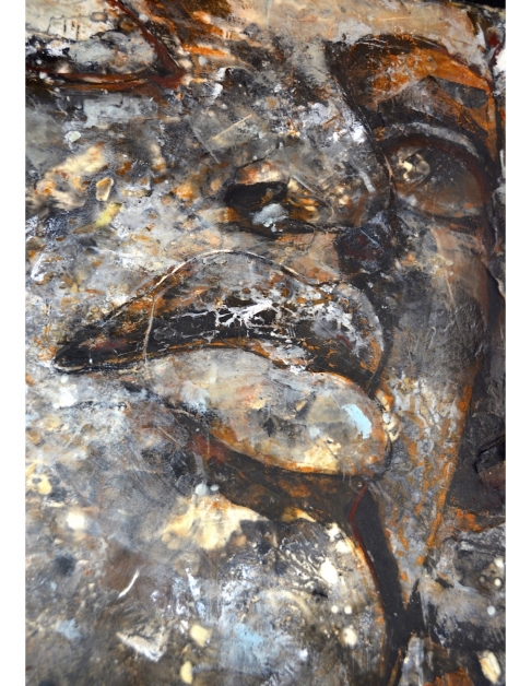 Restoring a Queen II by Ember Soberman | Plaster and encaustic, collage, wooden frame Restoring a Queen II