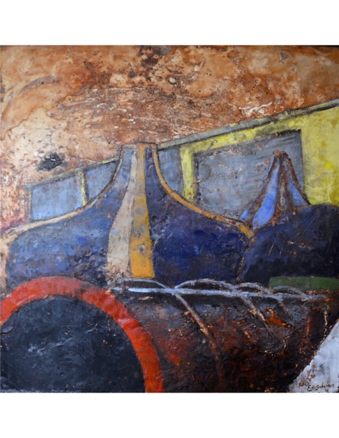 The Castle by Ember Soberman | Encaustic on plaster The Castle
