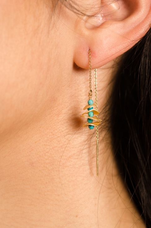 Turquoise Orbital Threader Earrings by Forrest Bacigalupi | 14K Gold-Filled, Turquoise Turquoise Orbital Threader Earrings