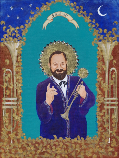 Jumbo (Al Hirt) by Cheryl Anne Grace | Acrylic, rhinestones, 23K gold leaf on canvas Jumbo (Al Hirt)