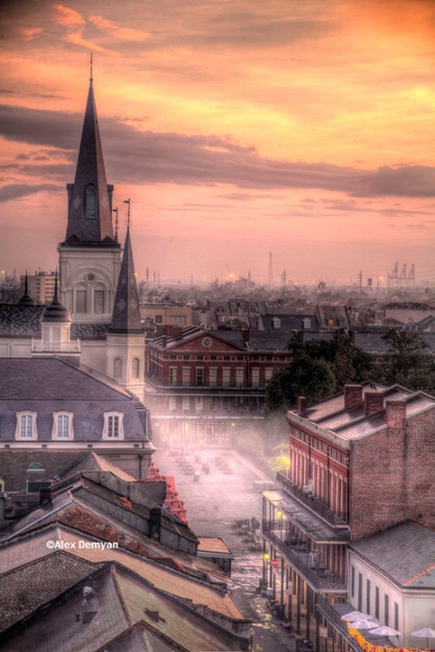 Sunrise Over the French Quarter by Alex Demyan | I custom print my images on an Epson 3880 inkjet printer using Red River Polar Pearl Metallic Fine Sunrise Over the French Quarter